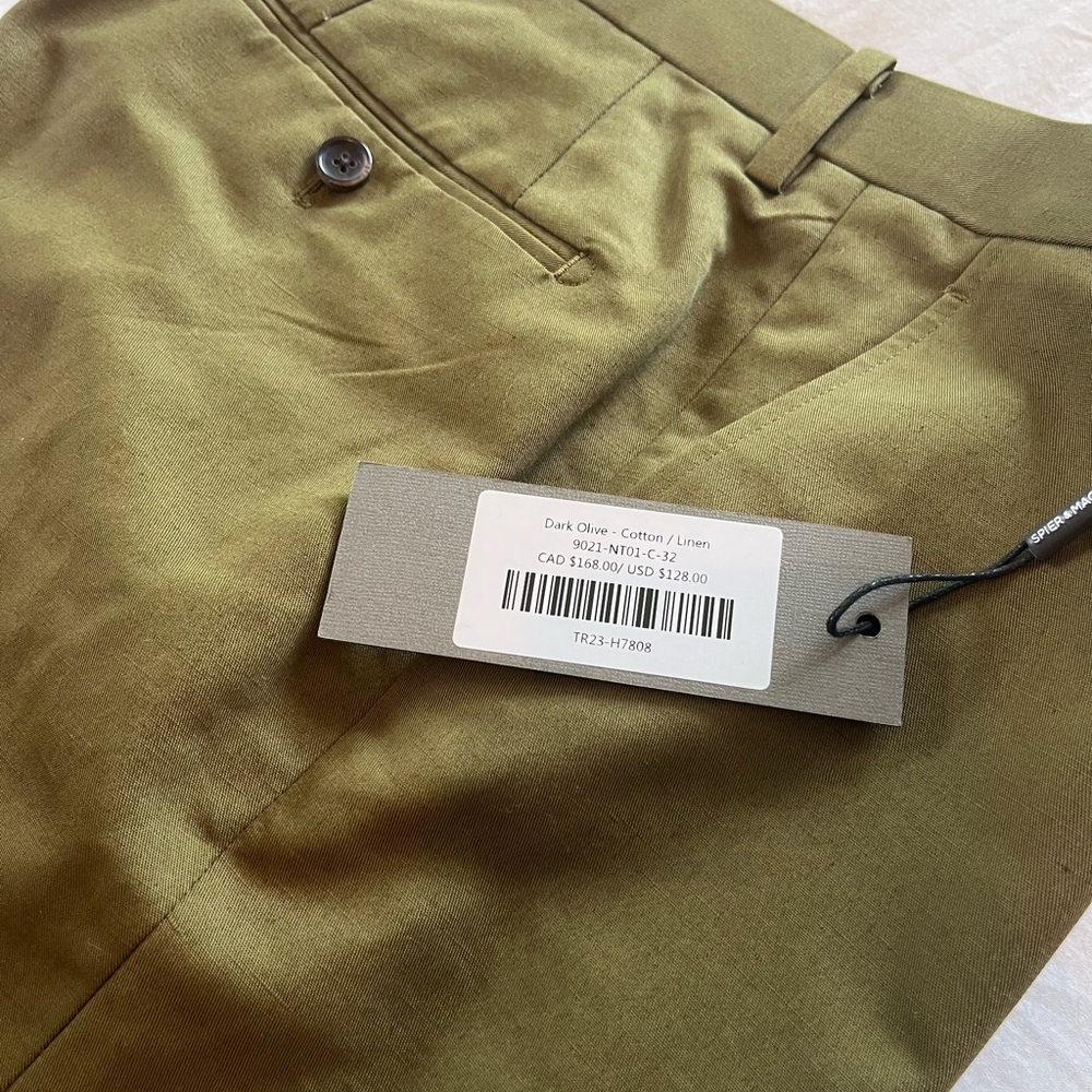 NWT Spier & Mackay Cotton-Linen Dress Chinos 32x34